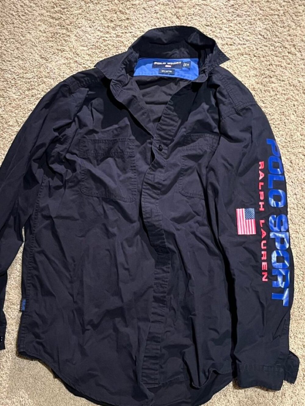 Polo Sport Ralph Lauren black cotton button-up shirt in size M #preppy #classic